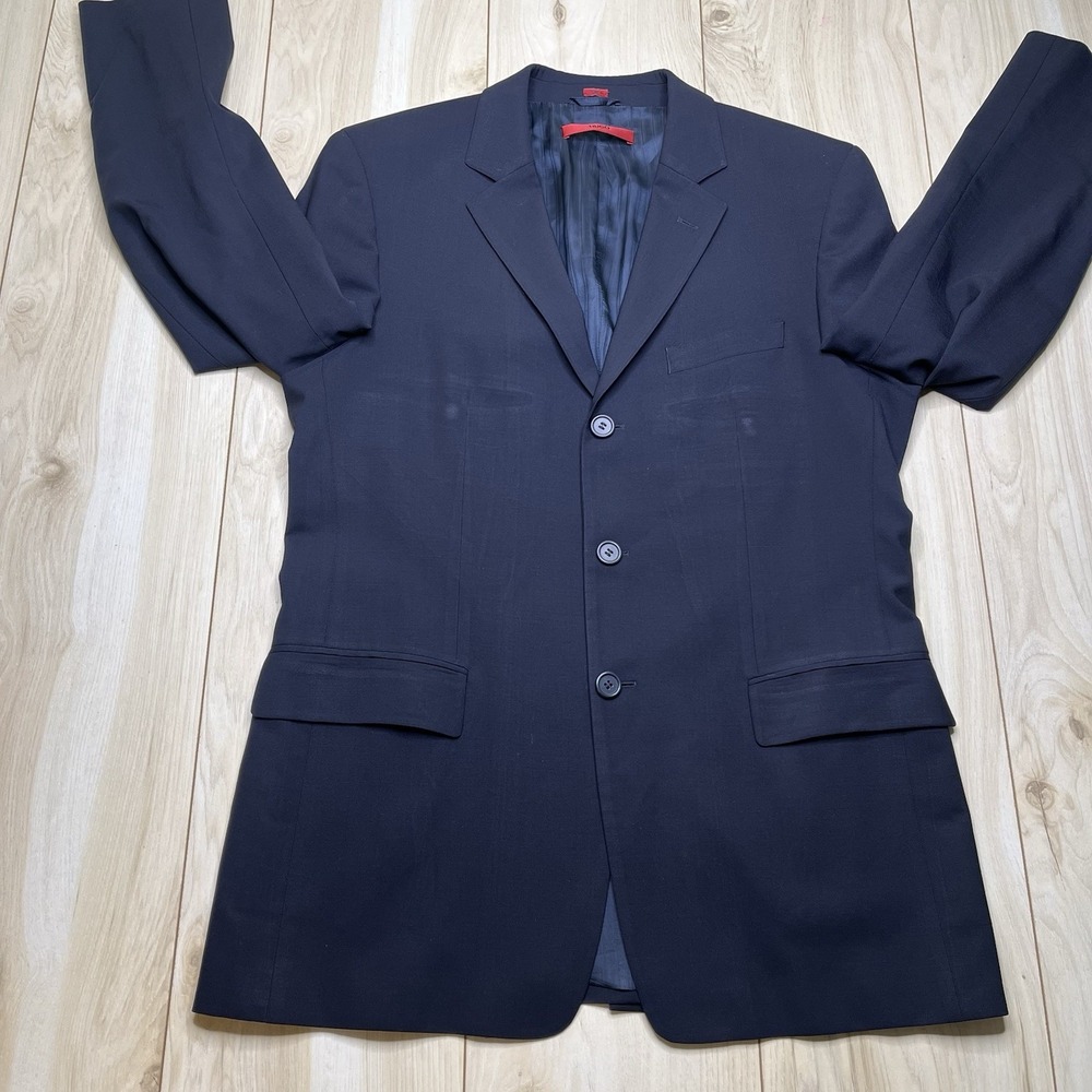 Hugo Boss Mens 2 Piece Suit Solid Navy Blue Wool Jacket Pants 38R 34 X 31 Luxury - Picture 5 of 16